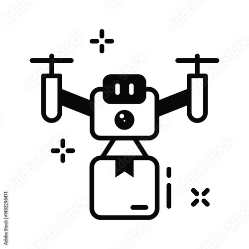 Grab this glyph icon of drone delivery system