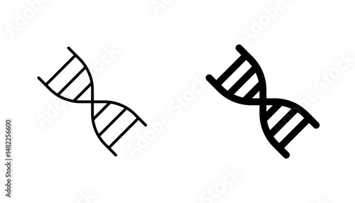 DNA icon in editable stroke and flat vector illustrations