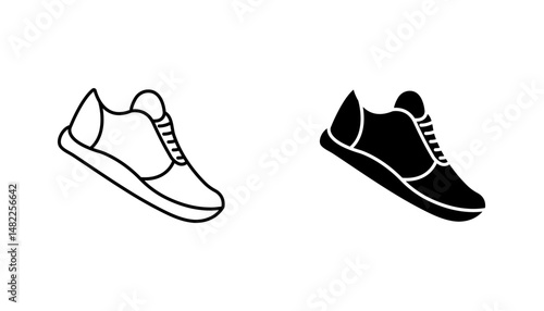 Shoes icon in editable stroke and flat vector illustrations