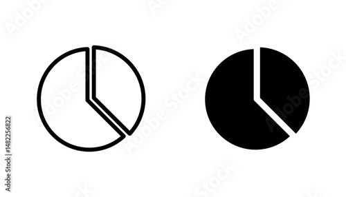 Pie chart icon in editable stroke and flat vector illustrations