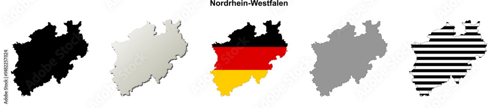 Fototapeta premium Nordrhein-Westfalen state (Germany) outline map set