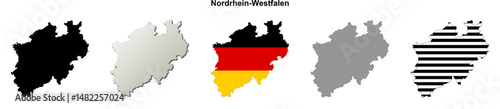 Nordrhein-Westfalen state (Germany) outline map set