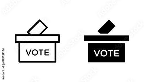 Voting icon in editable stroke and flat vector illustrations