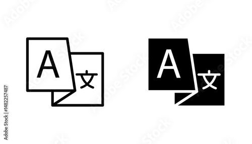 Language icon in editable stroke and flat vector illustrations
