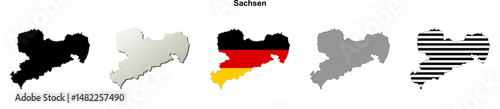 Sachsen state (Germany) outline map set