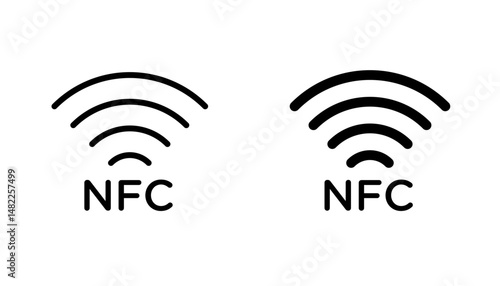 NFC icon in editable stroke and flat vector illustrations