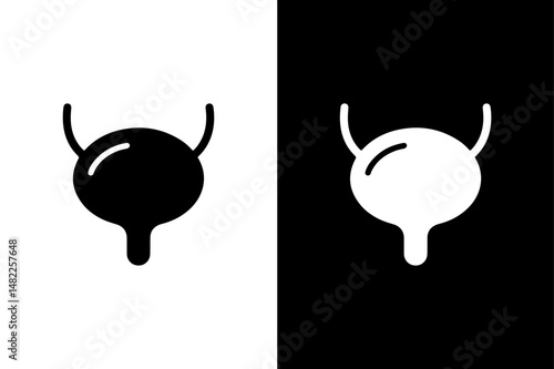 Human Bladder Silhouette Clean Medical Vector Icon in Monochrome.