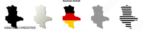 Sachsen-Anhalt state (Germany) outline map set