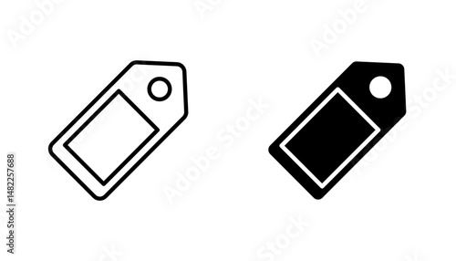 Label icon in editable stroke and flat vector illustrations