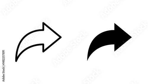 Forward icon in editable stroke and flat vector illustrations