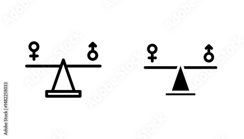 Equality icon in editable stroke and flat vector illustrations