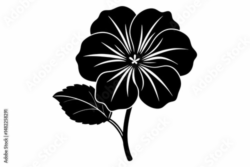 Cuadro en lienzo nasturtium silhouette line art vector illustration with a white background