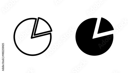 Pie chart icon in editable stroke and flat vector illustrations