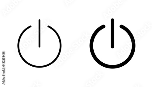 Power button icon in editable stroke and flat vector illustrations