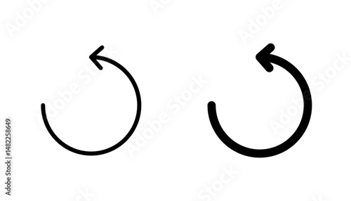Undo icon in editable stroke and flat vector illustrations