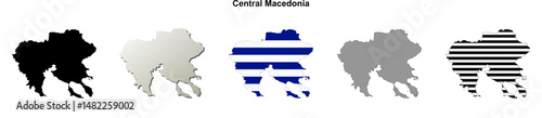 Central Macedonia (Greece) blank outline map set