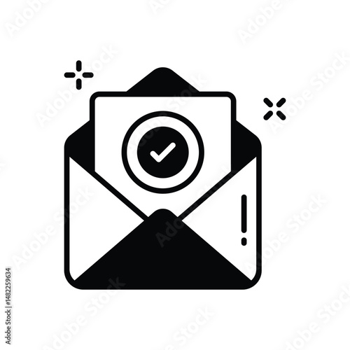 A modern glyph icon of confirmation mail