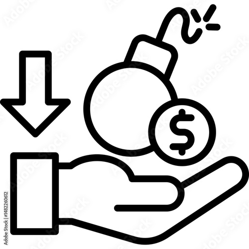 Debt Crisis line icon