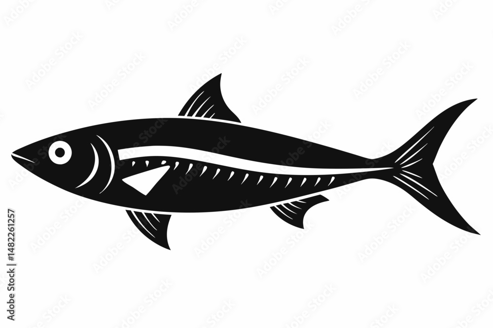 Naklejka premium sardine silhouette line art vector illustration with a white background