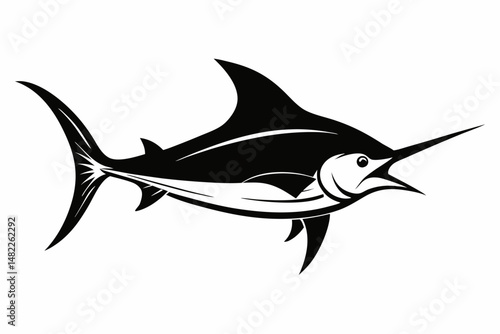 swordfish silhouette line art vector illustration with a white background