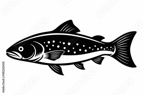 trout silhouette line art vector illustration with a white background