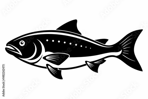 trout silhouette line art vector illustration with a white background