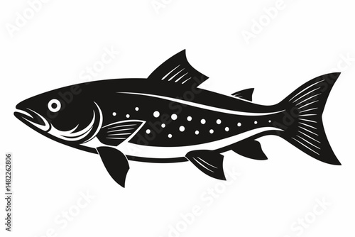 trout silhouette line art vector illustration with a white background