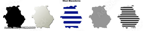 West Macedonia (Greece) blank outline map set