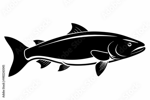 tuna silhouette line art vector illustration with a white background