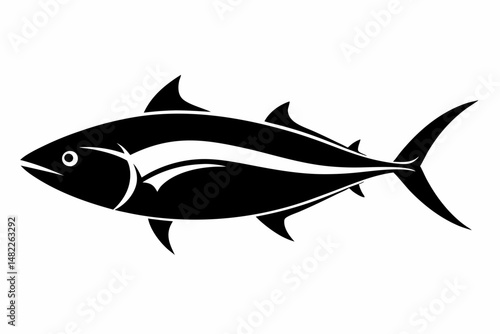 tuna silhouette line art vector illustration with a white background