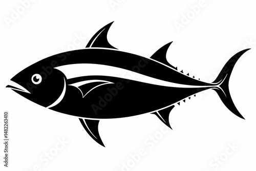 tuna silhouette line art vector illustration with a white background