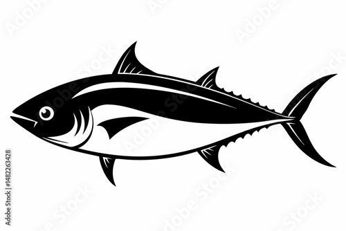 tuna silhouette line art vector illustration with a white background