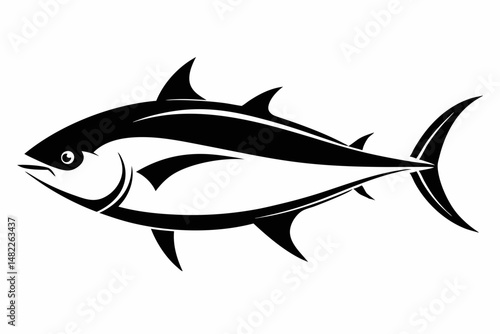 tuna silhouette line art vector illustration with a white background