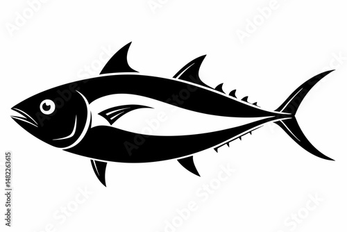 tuna silhouette line art vector illustration with a white background