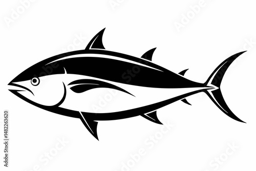 tuna silhouette line art vector illustration with a white background