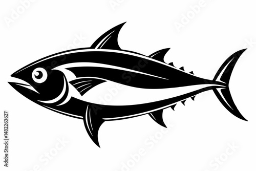 tuna silhouette line art vector illustration with a white background
