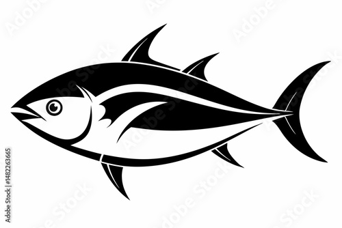 tuna silhouette line art vector illustration with a white background