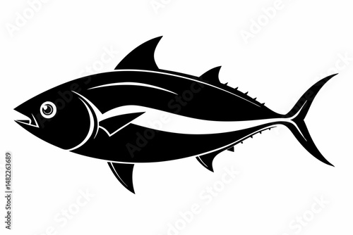 tuna silhouette line art vector illustration with a white background