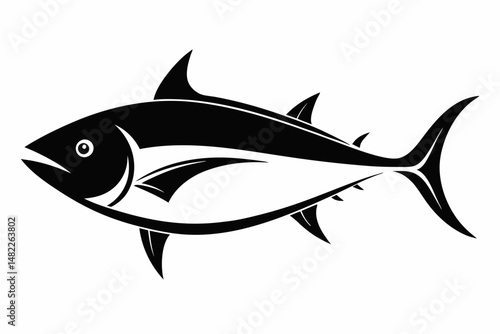 tuna silhouette line art vector illustration with a white background