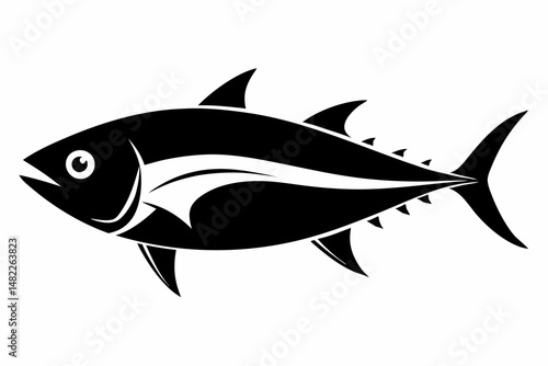 tuna silhouette line art vector illustration with a white background