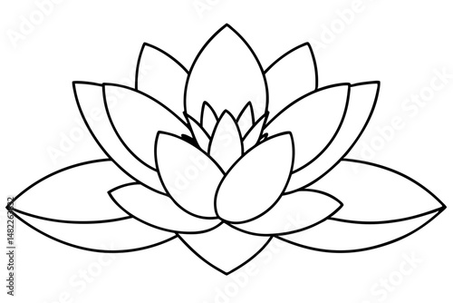 water lily silhouette line art vector illustration with a white background