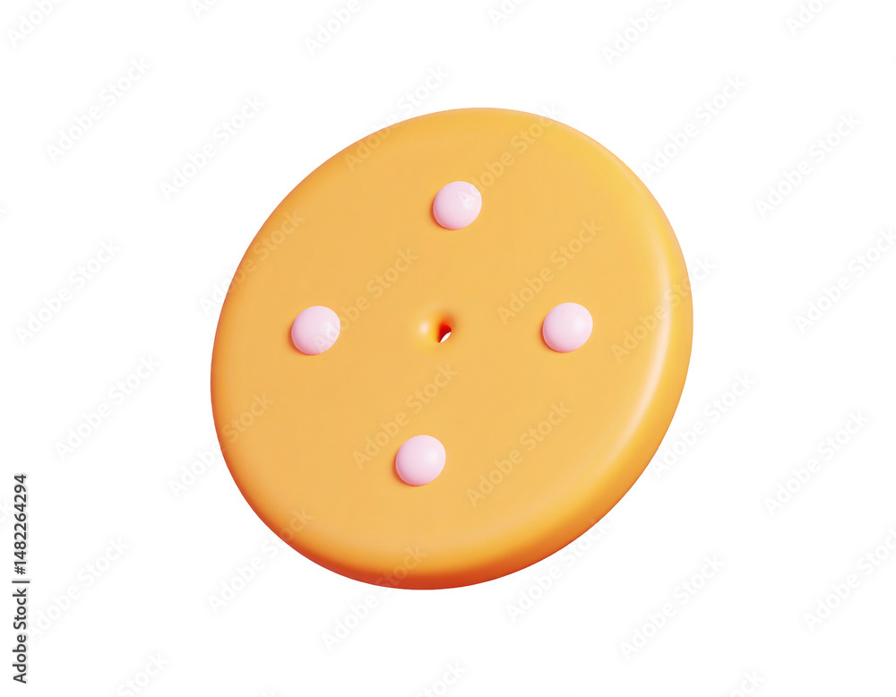 Fototapeta premium A 3D-rendered image of a round, orange cracker with three white dots