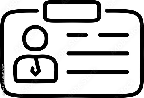 ID badge icon with profile and information - Editable Stroke SVG, fully scalable.