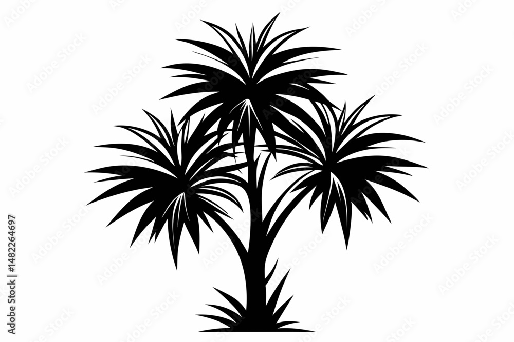 Fototapeta premium yucca silhouette line art vector illustration with a white background
