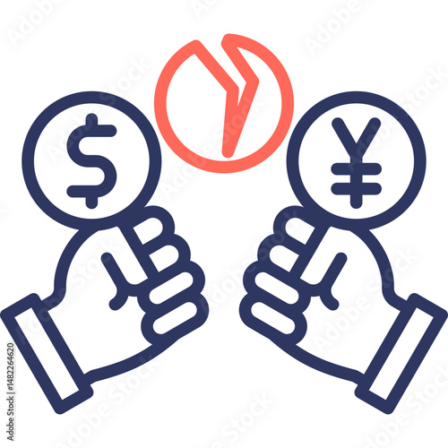 War Economy line color icon