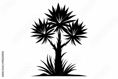 yucca silhouette line art vector illustration with a white background