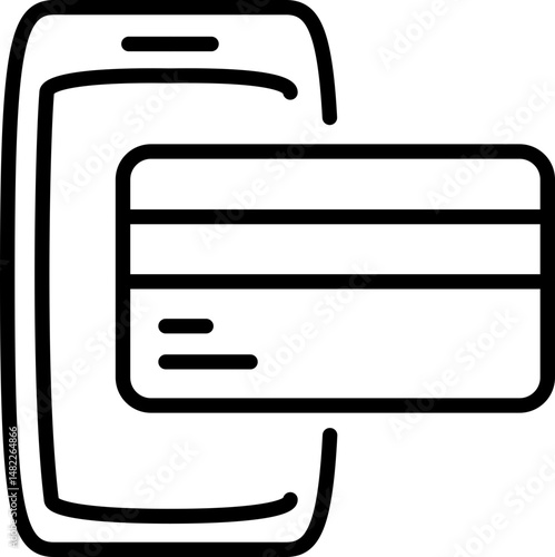Mobile payment icon with smartphone and card - Editable Stroke SVG, fully scalable.