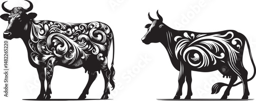 Cute Standing Cow Cartoon Vector – Cow No 5