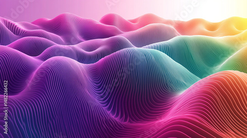 Abstract colorful wavy landscape.
