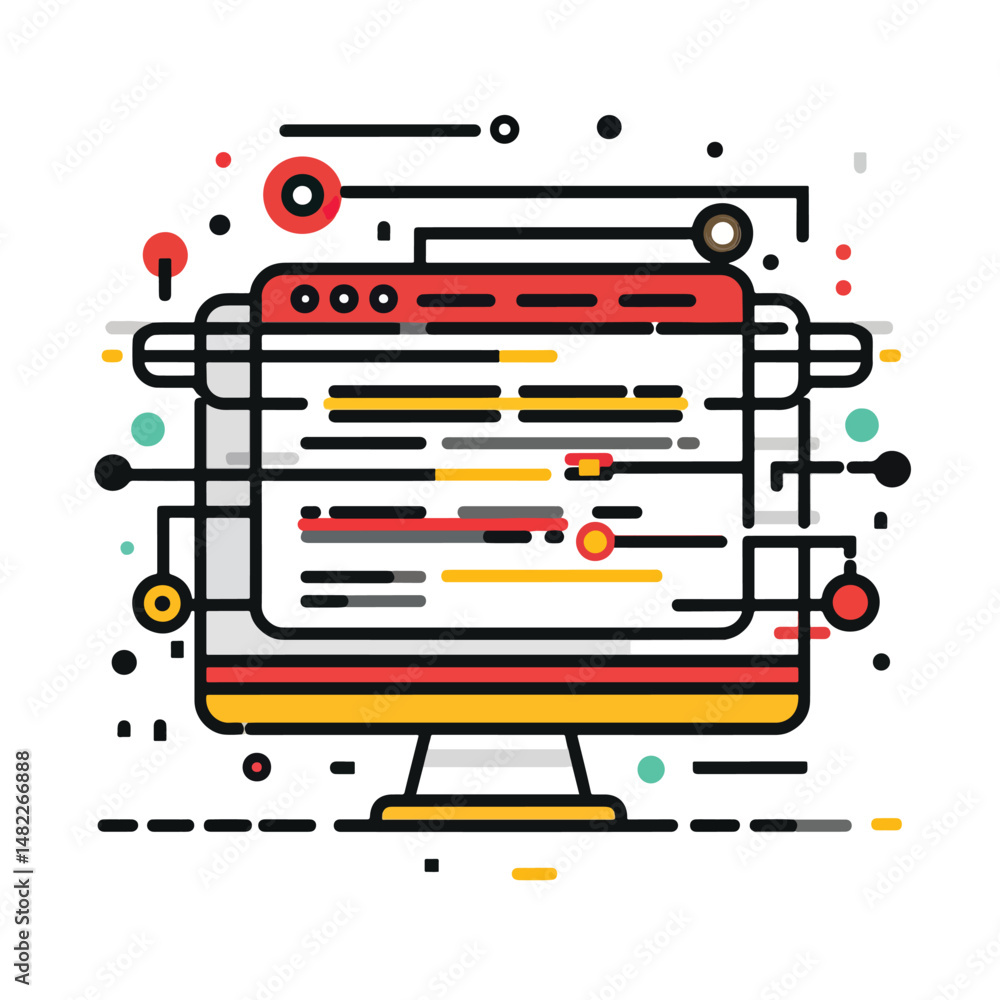Obraz premium 2D programming web icon in line style Icons, Flat lay Icon
